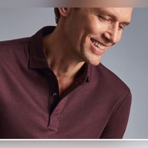 CHARLES TYRWHITT Mens long sleeve polo. SIZE XL in burgundy